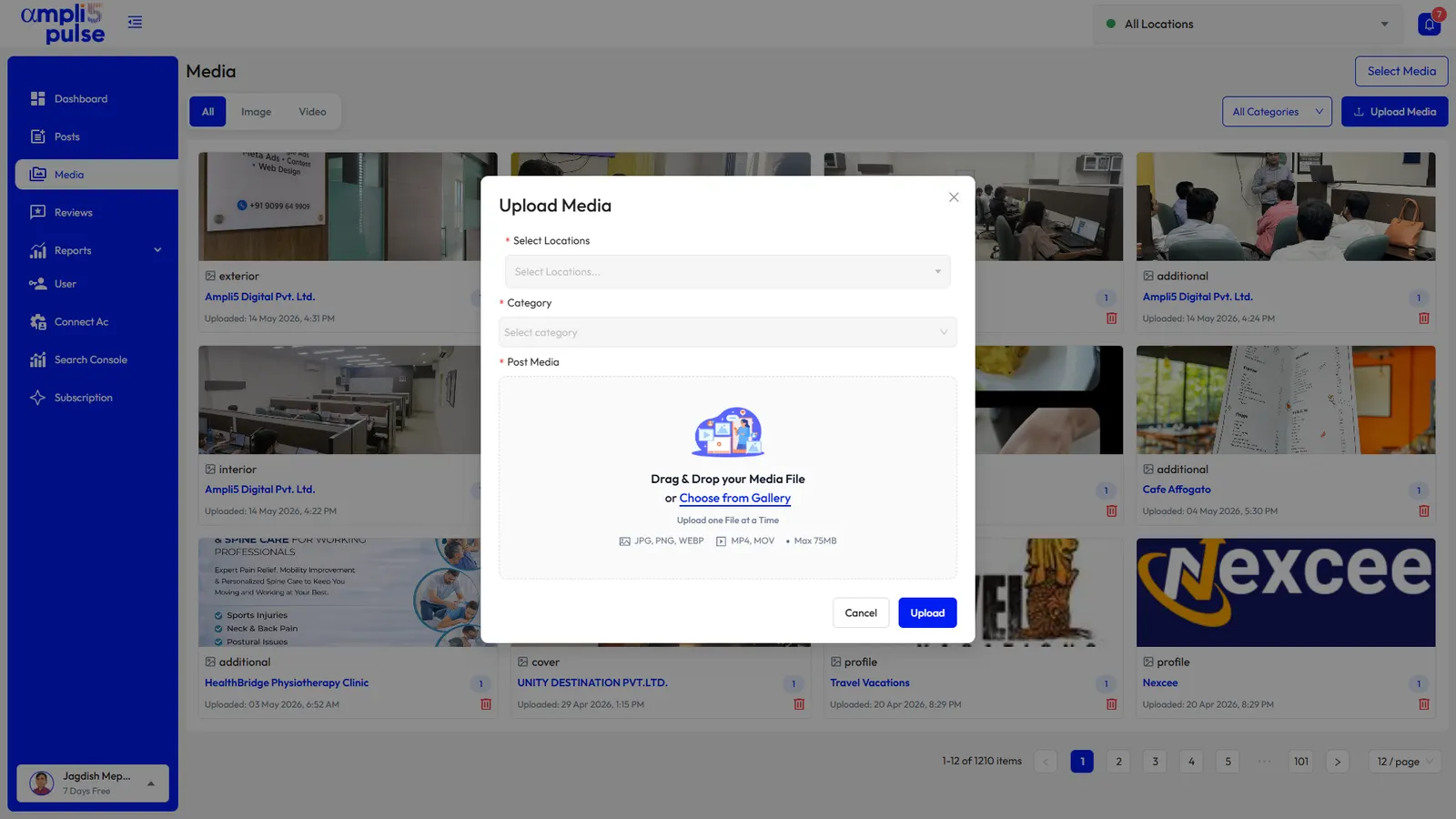 Uploading photos to several locations at once