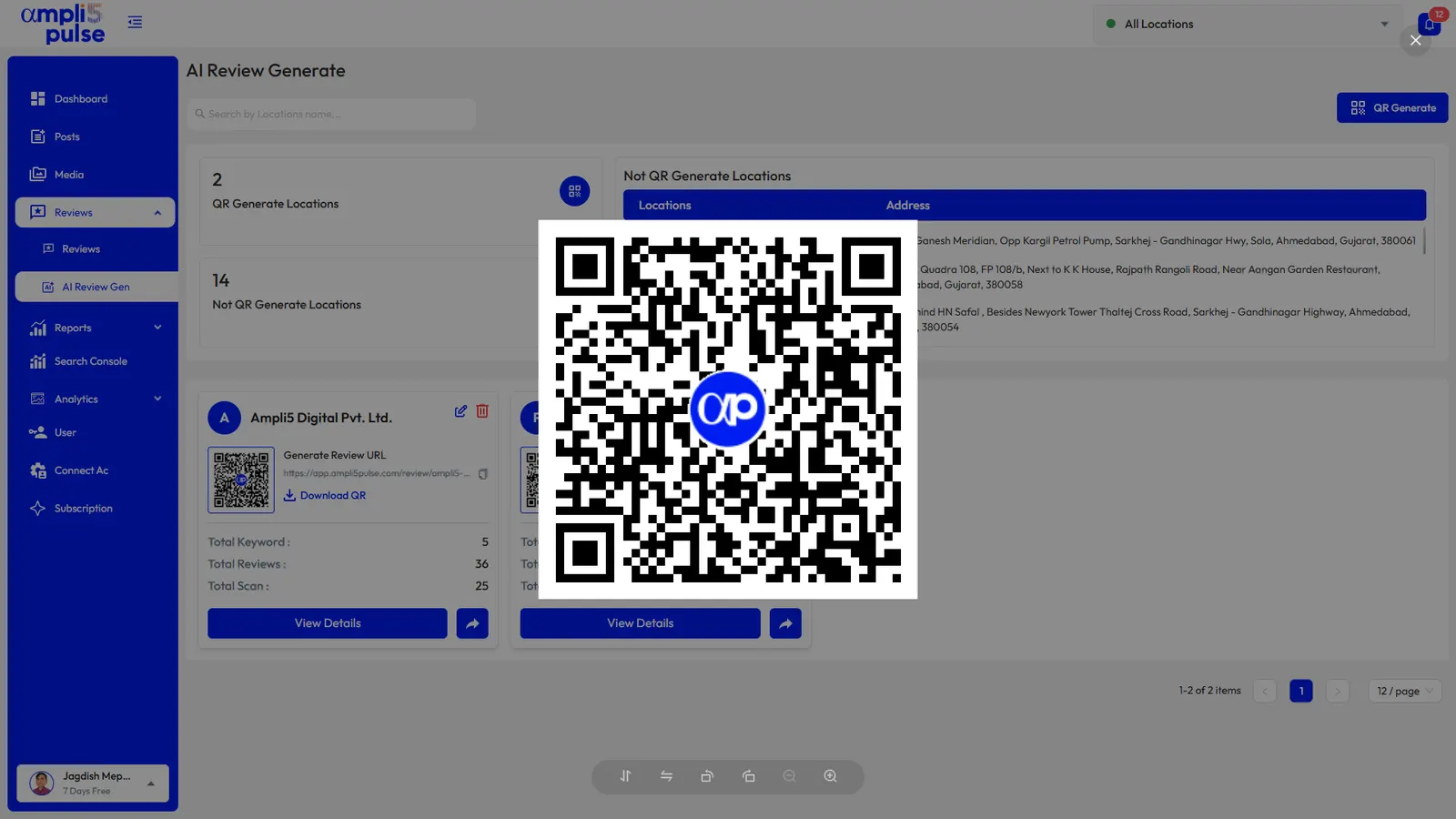 A location’s Google review QR code ready to print