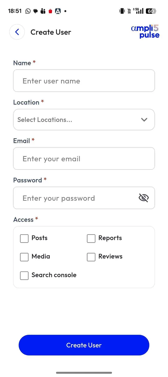 Adding a user with access rights in the Ampli5 Pulse mobile app