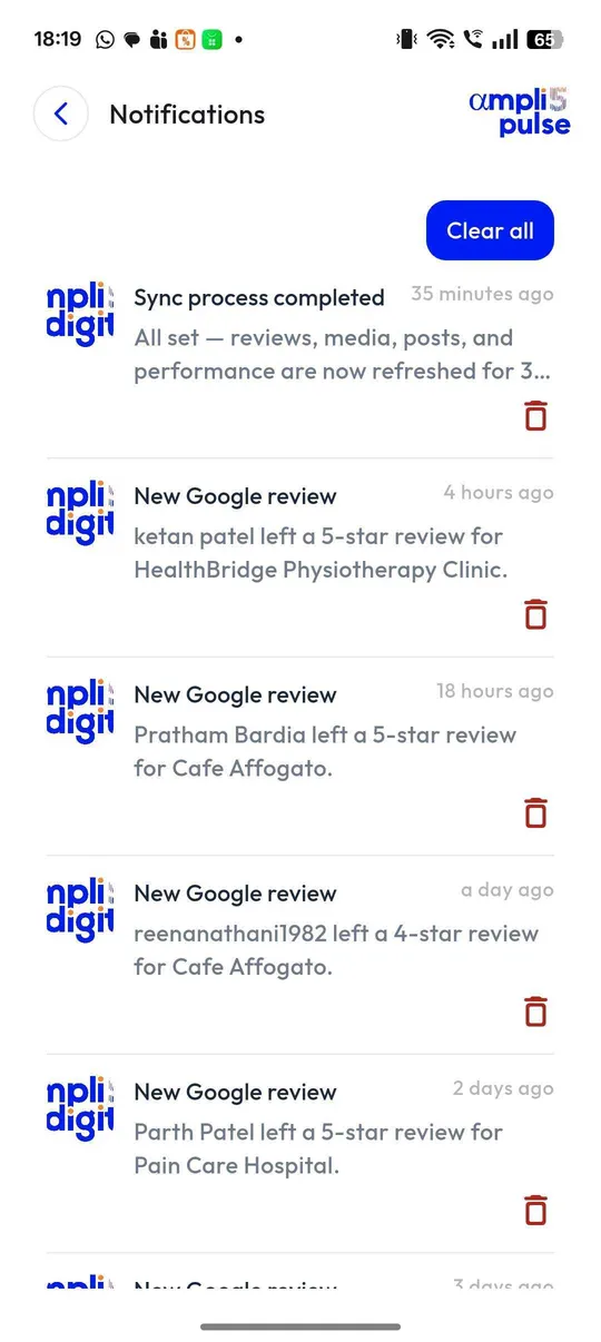New Google review alerts in the mobile app