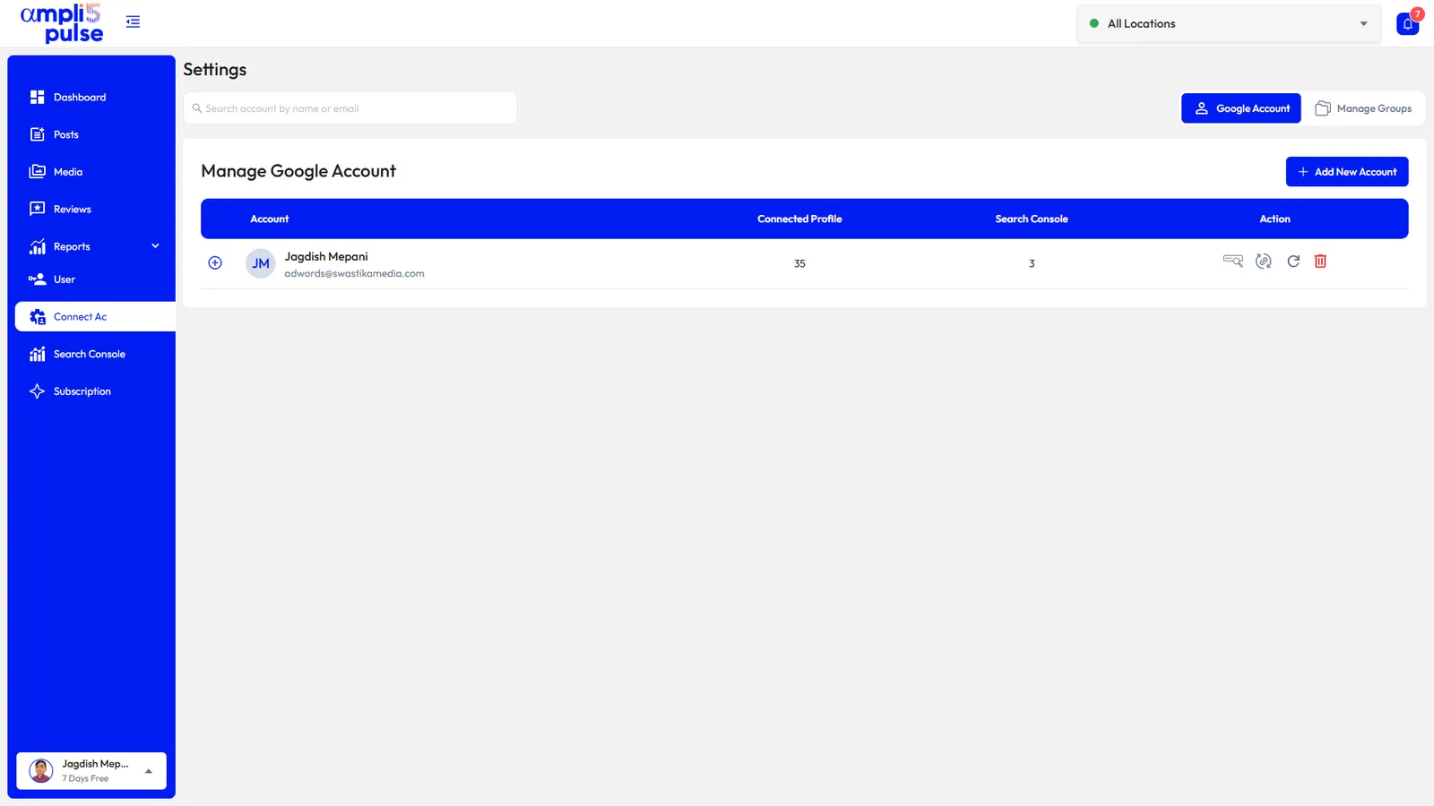 Ampli5 Pulse connect accounts and groups